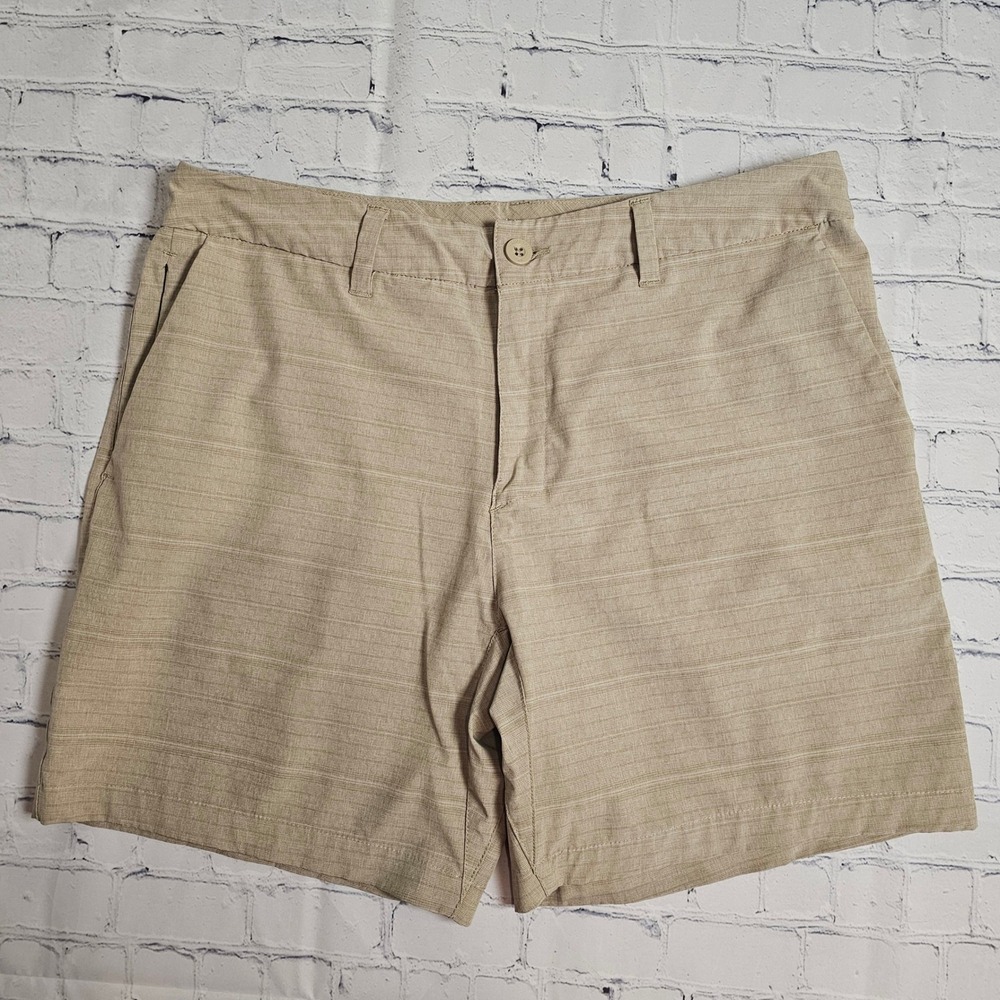 Hang Ten Mens Hybrid Walk Shorts Khaki Tan Stretch Size 34